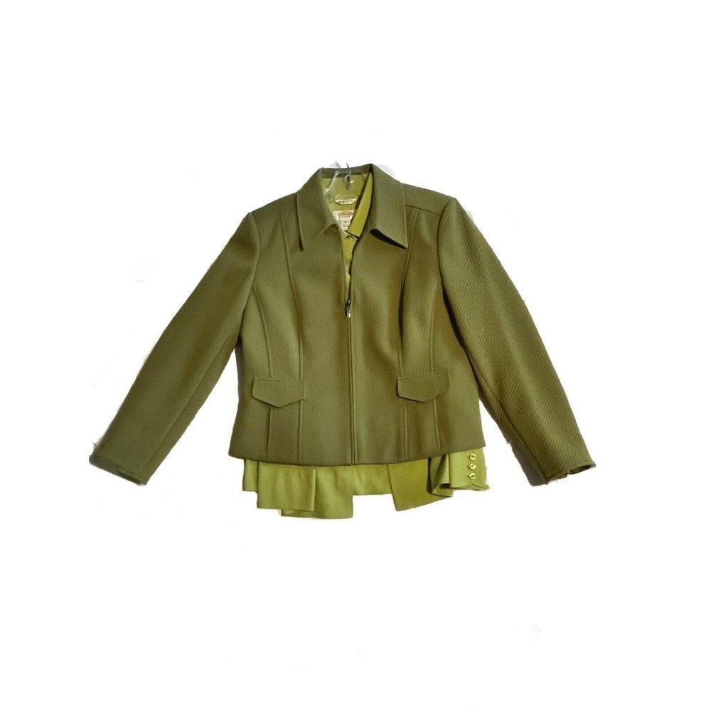 Vintage Nwt Size 14 P Green Talbots Blouse & Quilted Jacket Set Teacher Workwear
